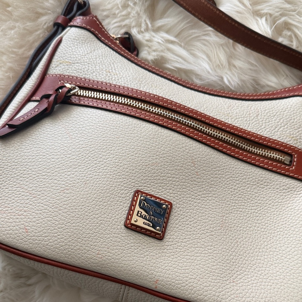Dooney & Bourke Cream and Brown Leather Crossbody - Picture 2 of 6